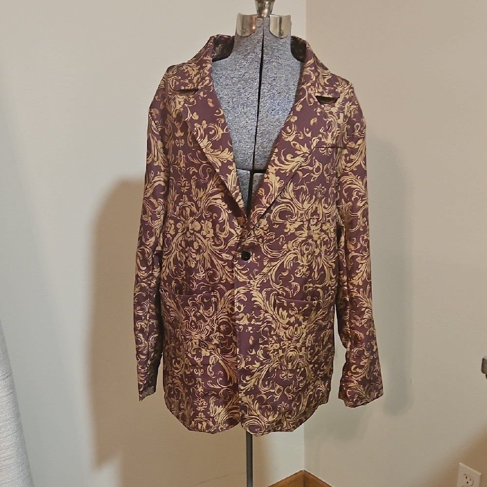 Paisley Maroon and Gold Blazer